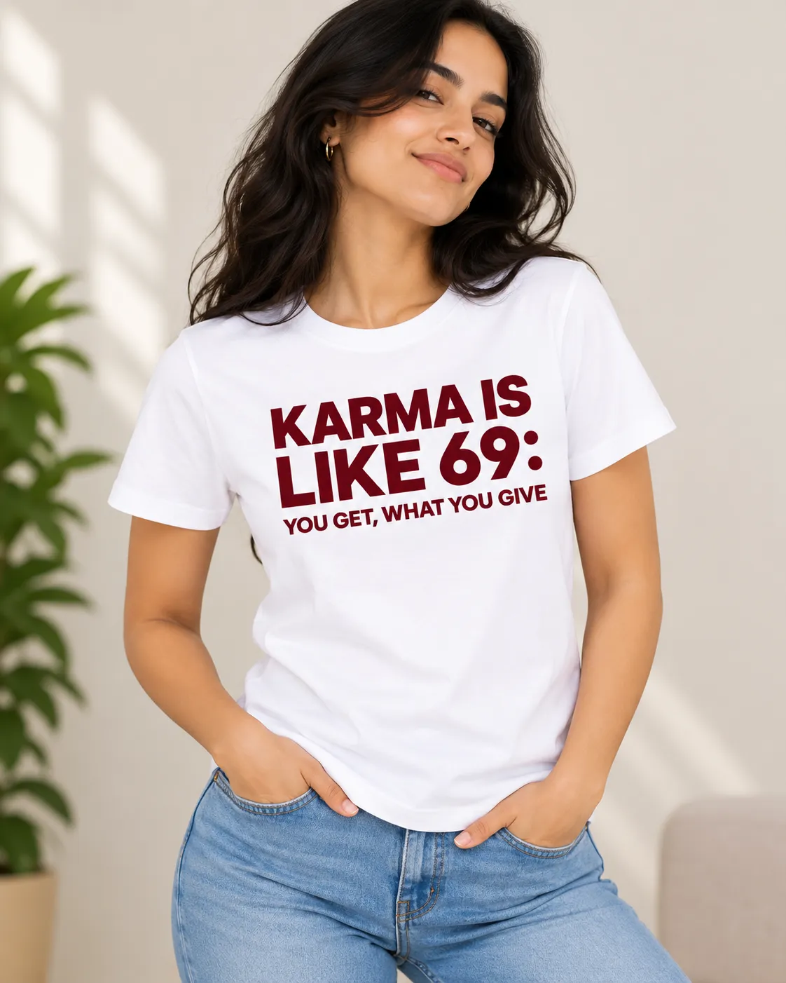 karma Karma Is Like 69 Tee - Image 1